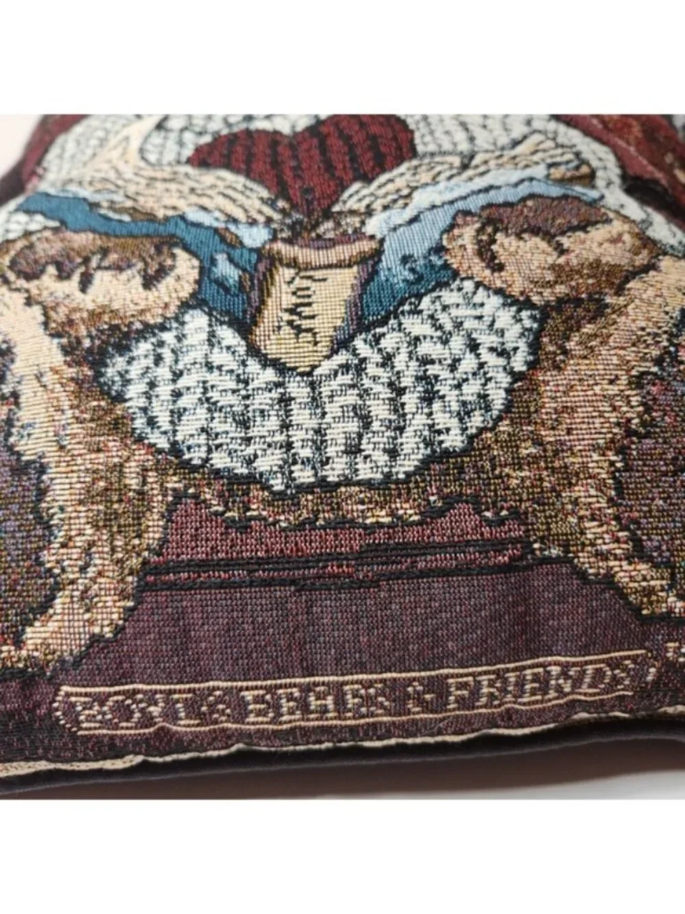 Boyds Bears & Friends Vintage Tapestry Throw‎ Pillows Set of 2 Bear & Teacups